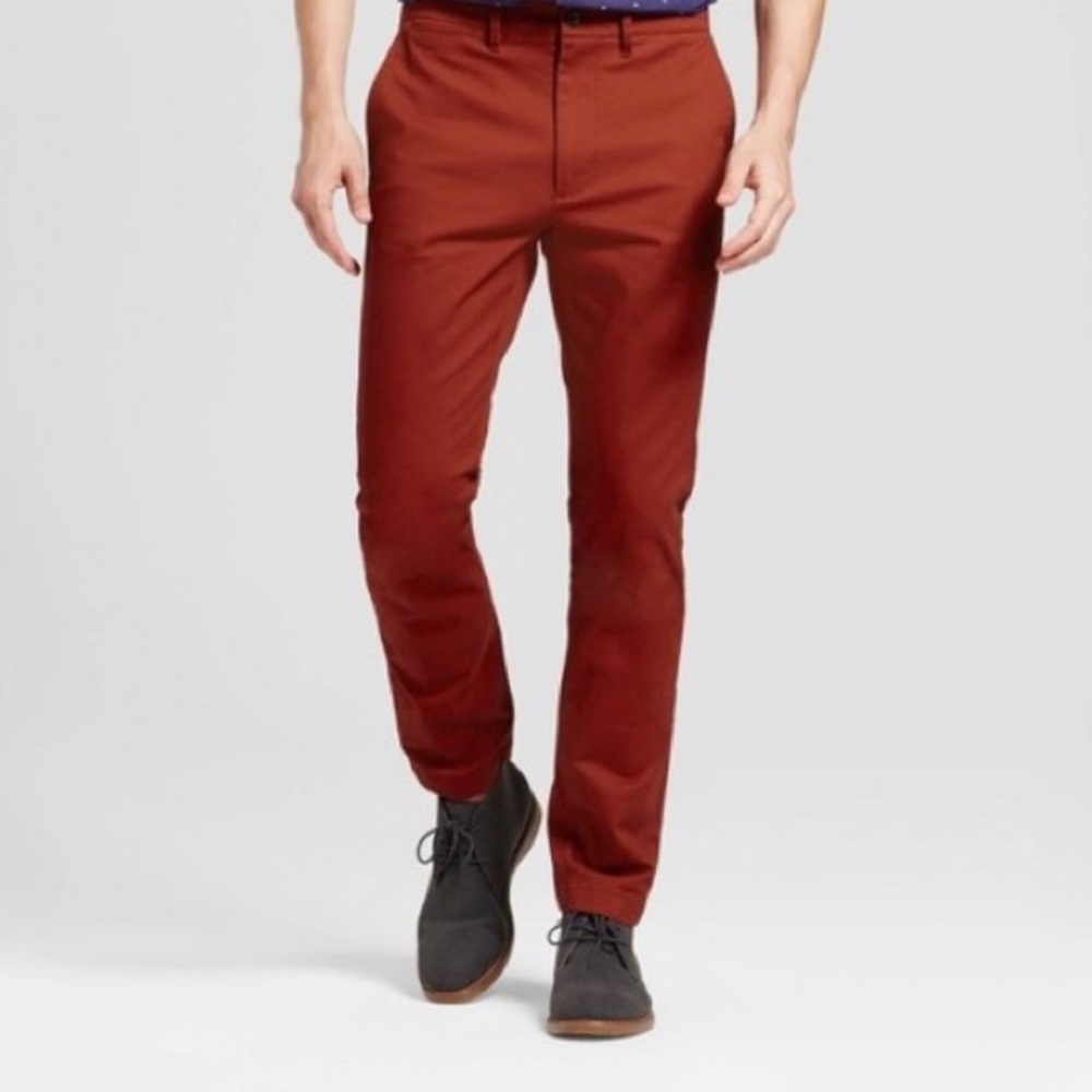 NWOT Goodfellow & Co Hennepin Chino Red Men's Pants Straight Leg Fit (slim)